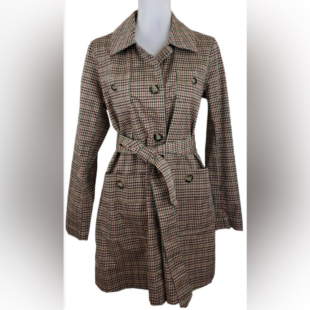 Sherlock Holmes CAbi Black, Red and Brown Trench Coat with Wide Lapels